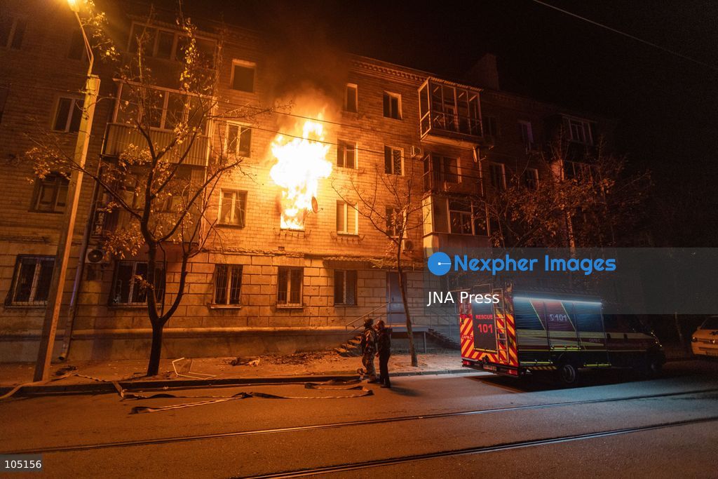 KHARKIV, UKRAINE, OCTOBER 12, 2026: A Russian strike destroyed a section of a four-story residential building in the Kholodnohirskyi District of Kharkiv, Ukraine, on the evening of October 12. Authorities said Russian forces used Banderol-type missiles in the attack. Rescuers recovered the bodies of three people, and search operations continued. Photo by Andrew Cling / JNA Press (Photo by Andrew Cling/JNA Press via Nexpher Images)