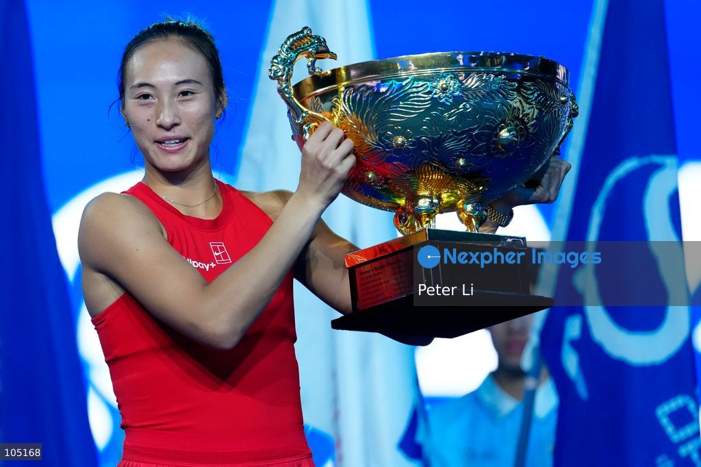 Zheng Qinwen of China poses with her trophy after winning her Womens Singles final match against Mirra Andreeva of the Russia at the China Open tennis tournament in Beijing, China, 11 October 2026. (Photo by Peter Li/Nexpher Images)