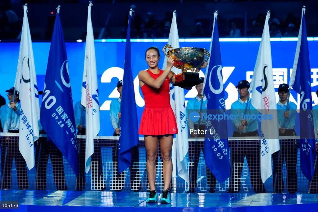 Zheng Qinwen of China poses with her trophy after winning her Womens Singles final match against Mirra Andreeva of the Russia at the China Open tennis tournament in Beijing, China, 11 October 2026. (Photo by Peter Li/Nexpher Images)