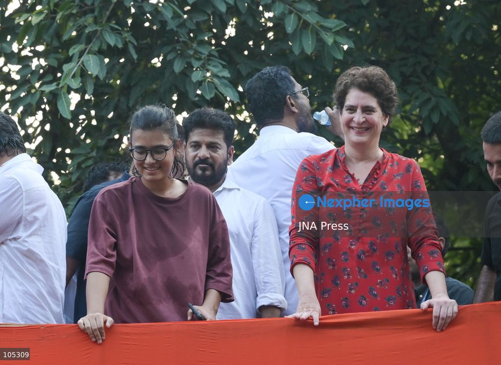 NEW DELHI, INDIA, OCTOBER 12, 2026: Congress leaders Rahul Gandhi and Priyanka Gandhi Vadra take part in a protest march from Barakhamba Road towards the Supreme Court in New Delhi, demanding the resignation of Chief Election Commissioner Gyanesh Kumar over alleged irregularities in the Special Intensive Revision (SIR) of electoral rolls. The Election Commission denies wrongdoing. Photo by Vishal Kapoor / JNA Press. (Photo by Vishal Kapoor/JNA Press via Nexpher Images)