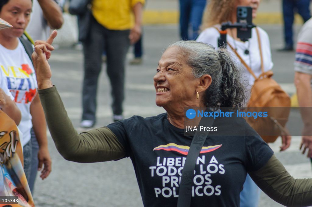 CARACAS, VENEZUELA, OCTOBER 13, 2026: Healthcare workers, teachers and university staff demonstrate in central Caracas to demand higher wages and improved labour benefits. Police block the march towards Miraflores Palace, while a union delegation proceeds to deliver signatures supporting the workers' demands. Photo by Mario Flores / JNA Press. (Photo by Mario Flores/JNA Press via Nexpher Images)