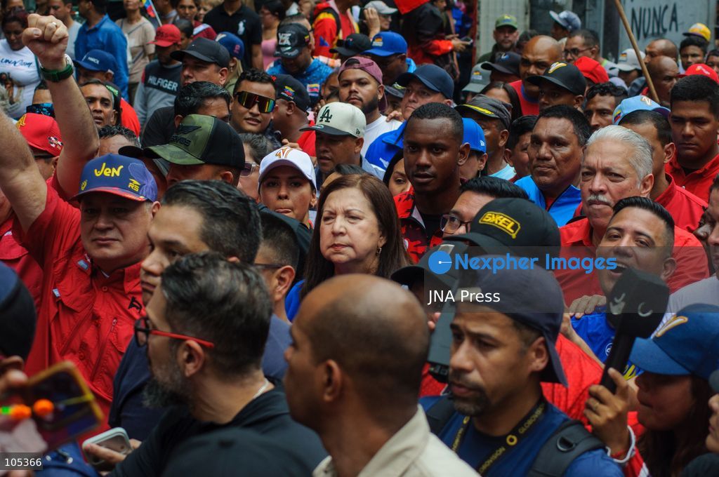 CARACAS, VENEZUELA, OCTOBER 13, 2026: Members and supporters of the United Socialist Party of Venezuela (PSUV) march from La Candelaria Square towards the Federal Legislative Palace in central Caracas. The mobilisation expresses support for Delcy Rodriguez and her government's dialogue initiatives, with participants calling for peace and an end to sanctions. Photo by Mario Flores / JNA Press. (Photo by Mario Flores/JNA Press via Nexpher Images)
