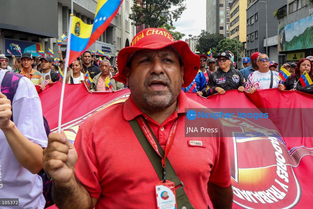 CARACAS, VENEZUELA, OCTOBER 13, 2026: Members and supporters of the United Socialist Party of Venezuela (PSUV) march from La Candelaria Square towards the Federal Legislative Palace in central Caracas. The mobilisation expresses support for Delcy Rodriguez and her government's dialogue initiatives, with participants calling for peace and an end to sanctions. Photo by Mario Flores / JNA Press. (Photo by Mario Flores/JNA Press via Nexpher Images)