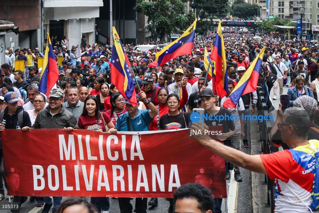 CARACAS, VENEZUELA, OCTOBER 13, 2026: Members and supporters of the United Socialist Party of Venezuela (PSUV) march from La Candelaria Square towards the Federal Legislative Palace in central Caracas. The mobilisation expresses support for Delcy Rodriguez and her government's dialogue initiatives, with participants calling for peace and an end to sanctions. Photo by Mario Flores / JNA Press. (Photo by Mario Flores/JNA Press via Nexpher Images)