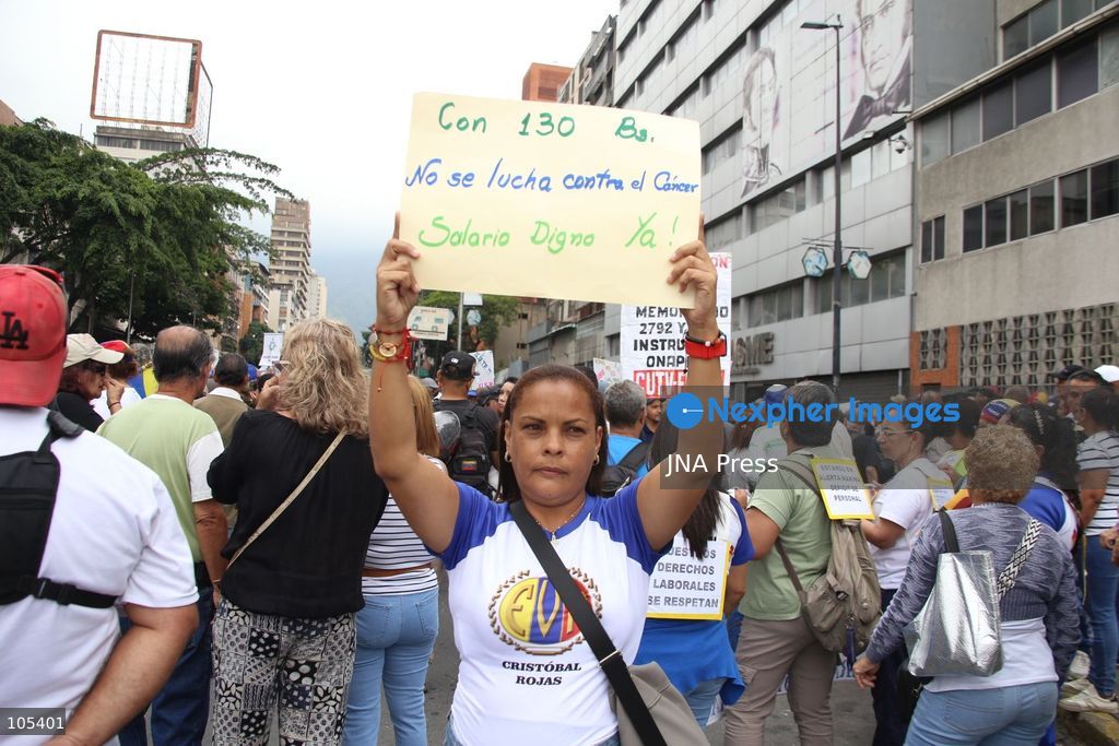 CARACAS, VENEZUELA, OCTOBER 13, 2026: Healthcare workers and teachers take part in a demonstration in central Caracas to demand higher wages and improved working conditions. The protest forms part of a joint mobilisation by unions representing health, education and university workers. Photo by Moises Quintero / JNA Press. (Photo by Moisés Quintero/JNA Press via Nexpher Images)