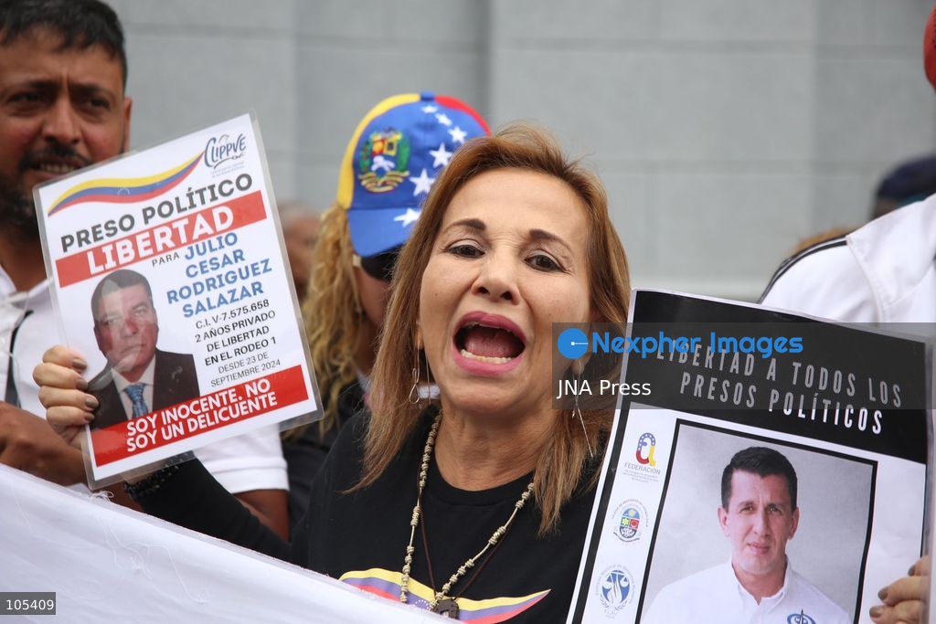 CARACAS, VENEZUELA, OCTOBER 13, 2026: Healthcare workers and teachers take part in a demonstration in central Caracas to demand higher wages and improved working conditions. The protest forms part of a joint mobilisation by unions representing health, education and university workers. Photo by Moises Quintero / JNA Press. (Photo by Moisés Quintero/JNA Press via Nexpher Images)