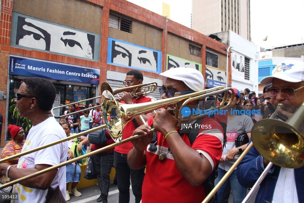 CARACAS, VENEZUELA, OCTOBER 13, 2026: Venezuelan government supporters take part in a march in central Caracas to demand the lifting of economic sanctions. The mobilisation was organised by the ruling United Socialist Party of Venezuela (PSUV). Photo by Moises Quintero / JNA Press. (Photo by Moisés Quintero/JNA Press via Nexpher Images)