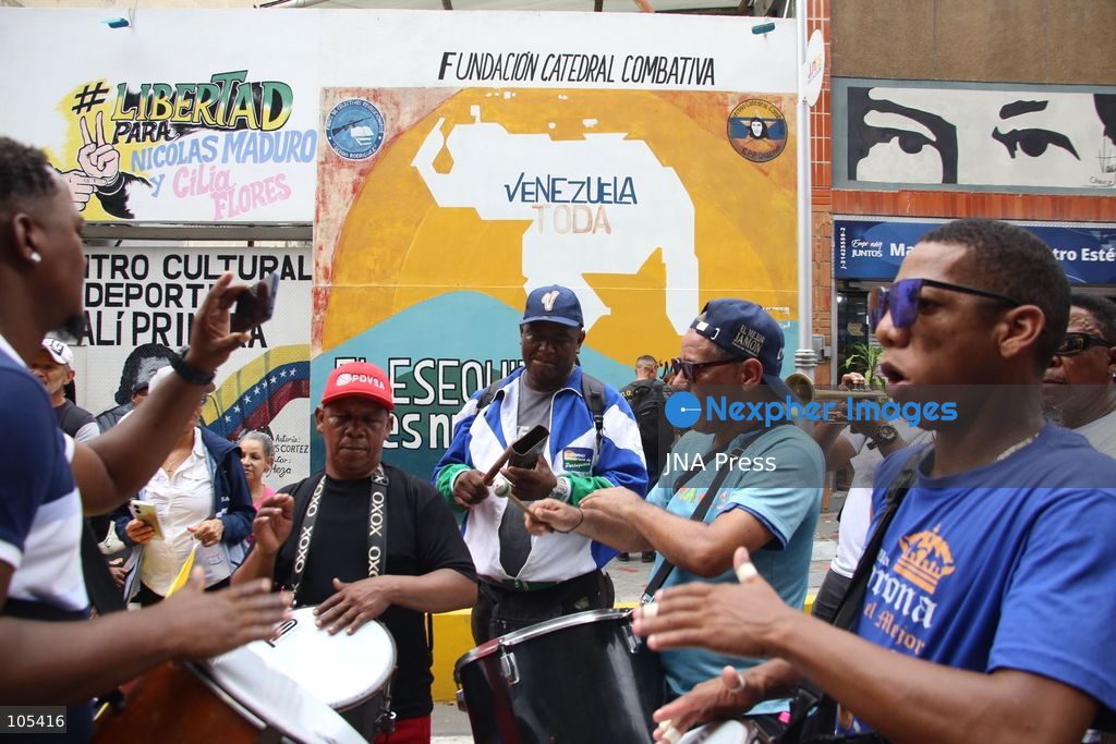 CARACAS, VENEZUELA, OCTOBER 13, 2026: Venezuelan government supporters take part in a march in central Caracas to demand the lifting of economic sanctions. The mobilisation was organised by the ruling United Socialist Party of Venezuela (PSUV). Photo by Moises Quintero / JNA Press. (Photo by Moisés Quintero/JNA Press via Nexpher Images)