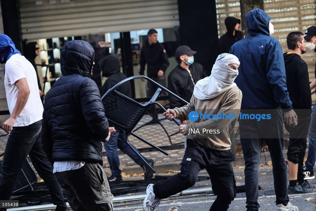 TIRANA, ALBANIA, OCTOBER 13, 2026: Student demonstrators clash with riot police outside the Ministry of Education in Tirana during a protest over university conditions, higher education costs and employment prospects. Police deploy tear gas and water cannons as protesters throw bricks and other objects. Several demonstrators are detained. Photo by Vlasov Sulaj / JNA Press. (Photo by Vlasov Sulaj/JNA Press via Nexpher Images)