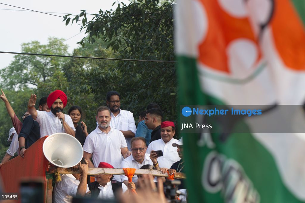 NEW DELHI, INDIA, OCTOBER 12, 2026: Congress party workers and opposition leaders take part in a protest in New Delhi demanding the resignation of Chief Election Commissioner Gyanesh Kumar over alleged electoral irregularities and revisions to voter rolls under the Special Intensive Revision (SIR). Police detain participants during the demonstration amid a heavy security deployment. Photo by Amit Sukula / JNA Press. (Photo by Amit shukla/JNA Press via Nexpher Images)