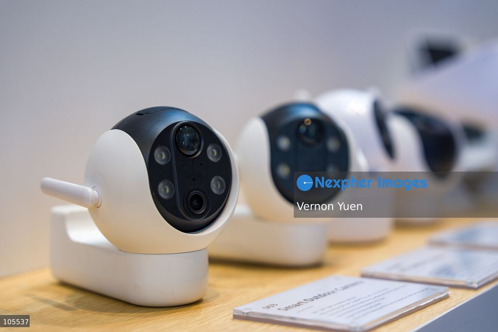 Surveillance cameras On display at the Hong Kong Electronics Fair on October 14, 2026 in Hong Kong. (Photo by Vernon Yuen/Nexpher Images)