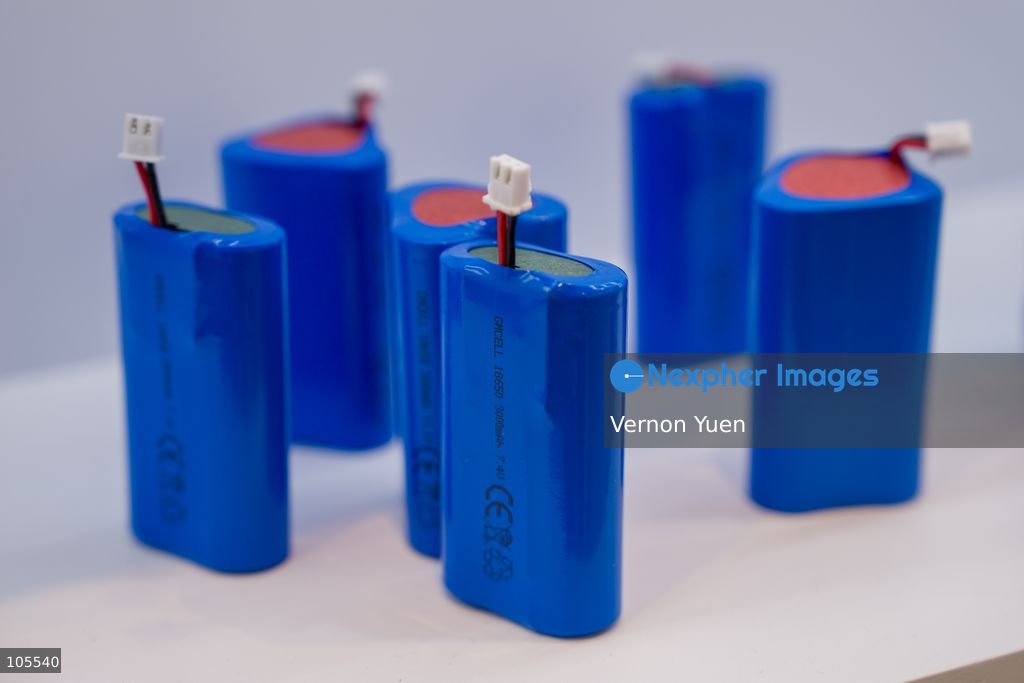 Lithium iron batteries on display at the Hong Kong Electronics Fair on October 14, 2026 in Hong Kong. (Photo by Vernon Yuen/Nexpher Images)