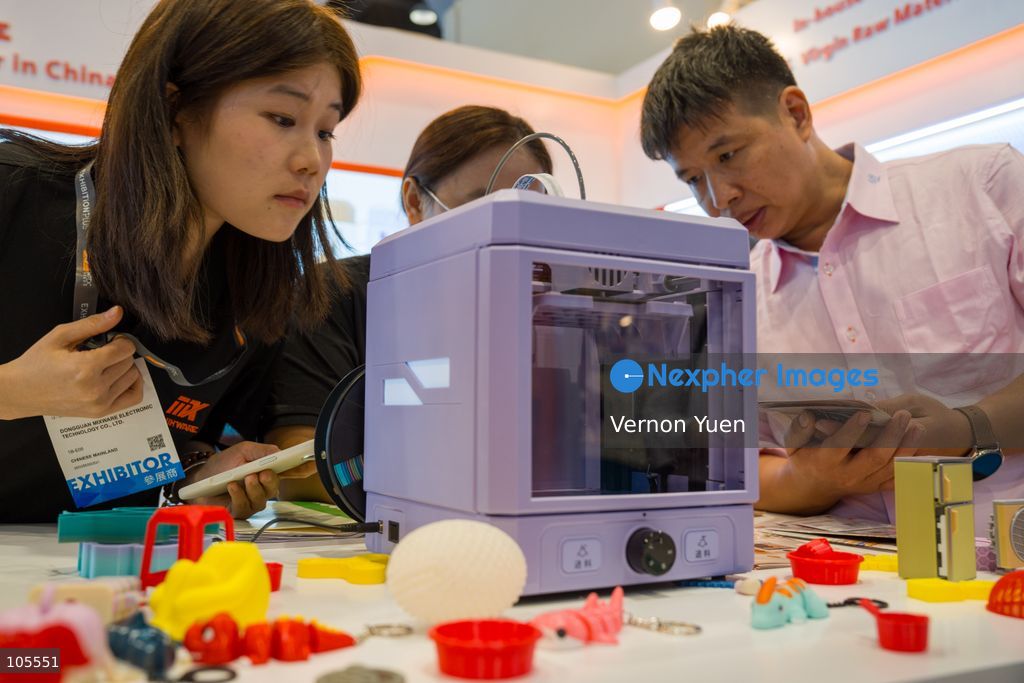 A 3D printer at the Hong Kong Electronics Fair on October 14, 2026 in Hong Kong. (Photo by Vernon Yuen/Nexpher Images)