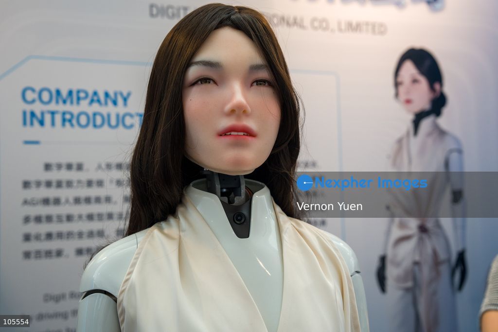A bionic humanoid head robot at the Hong Kong Electronics Fair on October 14, 2026 in Hong Kong. (Photo by Vernon Yuen/Nexpher Images)