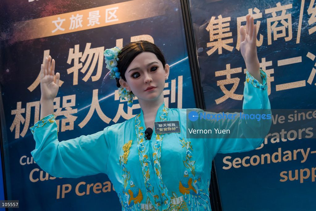 A bionic humanoid head robot at the Hong Kong Electronics Fair on October 14, 2026 in Hong Kong. (Photo by Vernon Yuen/Nexpher Images)