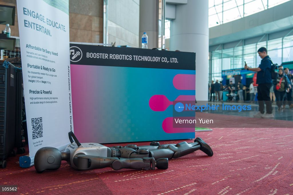 A robot on the ground at the Hong Kong Electronics Fair on October 14, 2026 in Hong Kong. (Photo by Vernon Yuen/Nexpher Images)