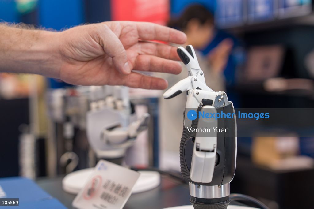 A anthropomorphic Robot Hand at the Hong Kong Electronics Fair on October 14, 2026 in Hong Kong. (Photo by Vernon Yuen/Nexpher Images)