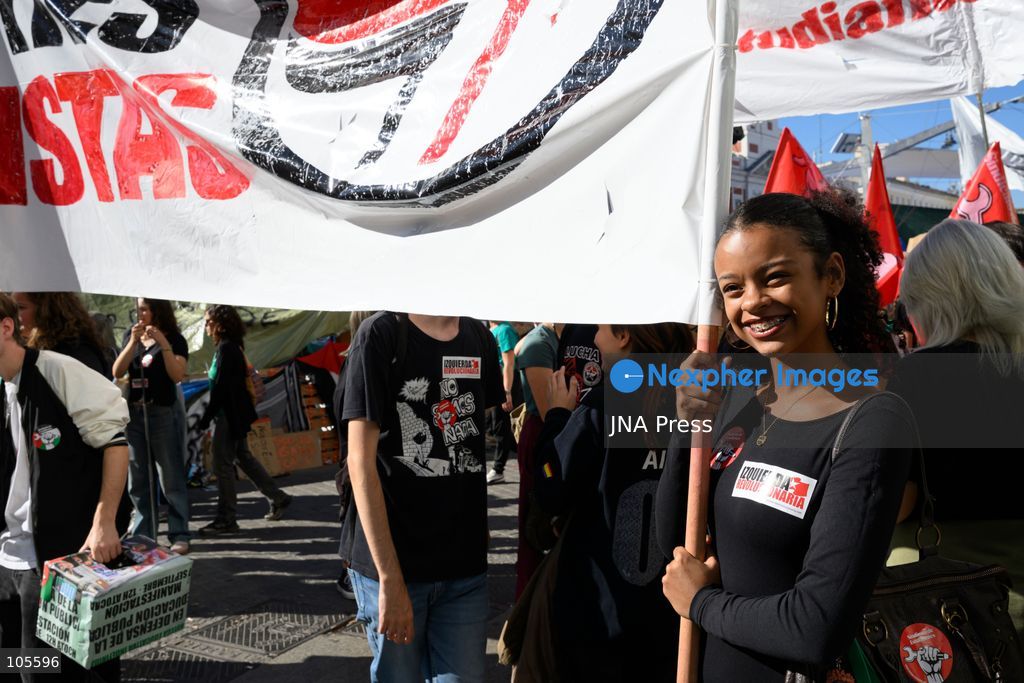 MADRID, SPAIN, OCTOBER 14, 2026: Students and teachers gather at Puerta del Sol in central Madrid to demand better funding and improved conditions in public education. The demonstration coincides with the start of an indefinite strike called by education unions representing non-university teachers across the Madrid region. Photo by Tomas Calle / JNA Press. (Photo by Tomas Calle/JNA Press via Nexpher Images)