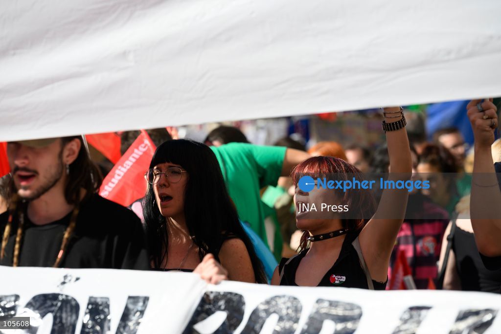MADRID, SPAIN, OCTOBER 14, 2026: Students and teachers gather at Puerta del Sol in central Madrid to demand better funding and improved conditions in public education. The demonstration coincides with the start of an indefinite strike called by education unions representing non-university teachers across the Madrid region. Photo by Tomas Calle / JNA Press. (Photo by Tomas Calle/JNA Press via Nexpher Images)