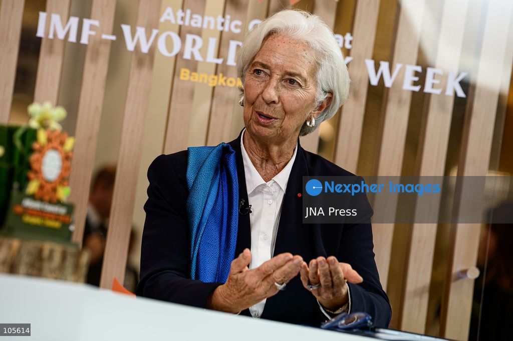 BANGKOK, THAILAND - OCTOBER 14, 2026: President of European Central Bank (ECB), Christine Lagarde gives a remark speech on "the Euro's digital future" during the 2026 Annual Meetings of the IMF and the World Bank Group in Bangkok. Photo by Watsawat Koktabtim / JNA Press. (Photo by Watsawat "James" Koktabtim/JNA Press via Nexpher Images)