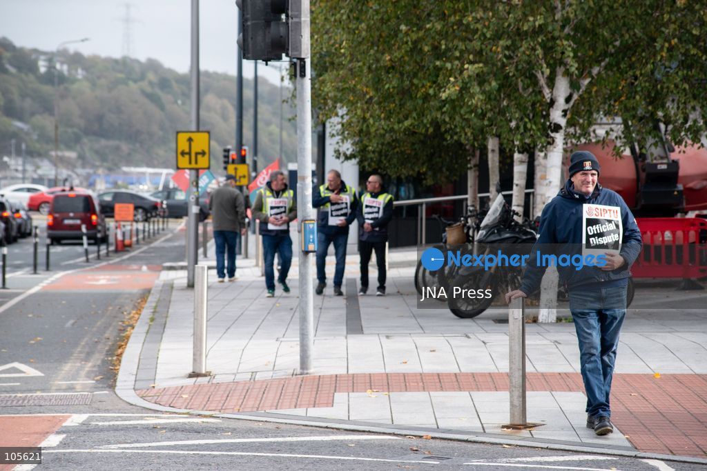 CORK, IRELAND, OCTOBER 14, 2026: Trade union members demonstrate in Cork during a nationwide 24-hour public sector strike over pay and the rising cost of living. The industrial action disrupts schools, healthcare and other public services, while essential emergency services remain available. Photo by Steven Slevin / JNA Press. (Photo by Steven Slevin/JNA Press via Nexpher Images)