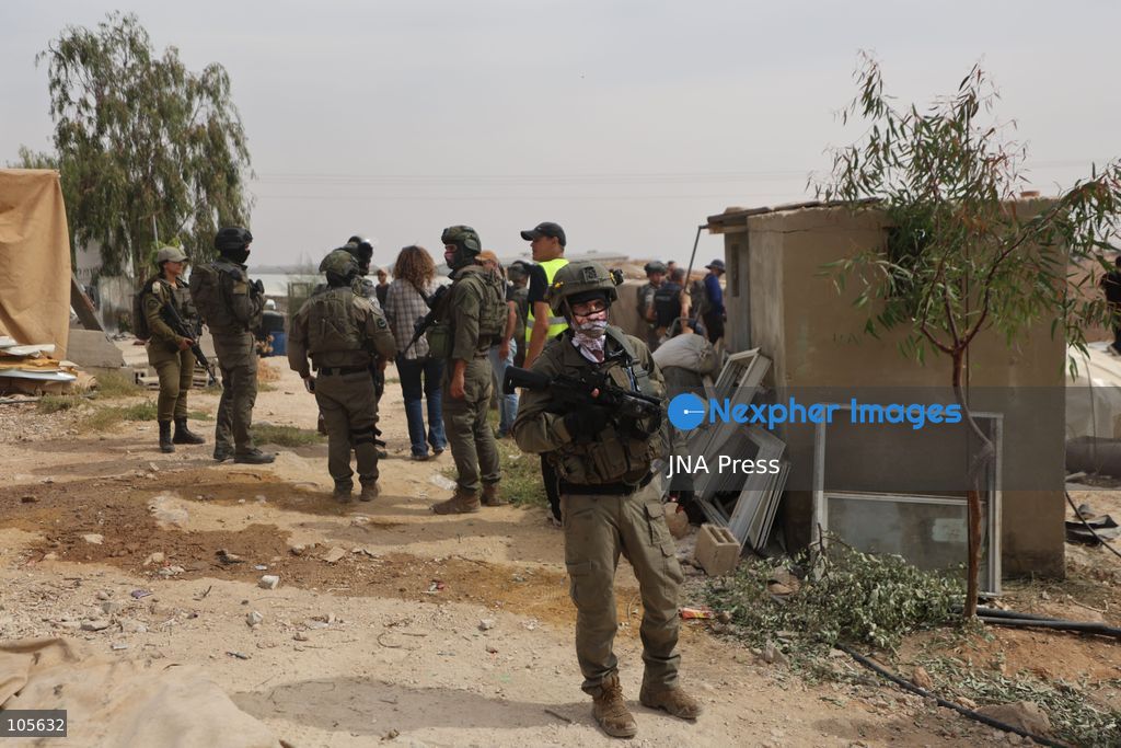UMM AL-KHAIR, WEST BANK, PALESTINE, OCTOBER 14, 2026: Israeli forces demolish a Palestinian home and confiscate a portable toilet in Umm al-Khair, in Masafer Yatta, south of Hebron, in the occupied West Bank. The demolished dwelling housed a family of seven, according to Palestinian news agency WAFA. Photo by Mosab Shawer / JNA Press. (Photo by Mosab shawer/JNA Press via Nexpher Images)