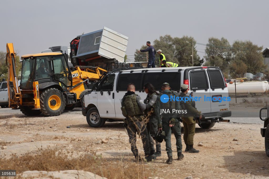 UMM AL-KHAIR, WEST BANK, PALESTINE, OCTOBER 14, 2026: Israeli forces demolish a Palestinian home and confiscate a portable toilet in Umm al-Khair, in Masafer Yatta, south of Hebron, in the occupied West Bank. The demolished dwelling housed a family of seven, according to Palestinian news agency WAFA. Photo by Mosab Shawer / JNA Press. (Photo by Mosab shawer/JNA Press via Nexpher Images)