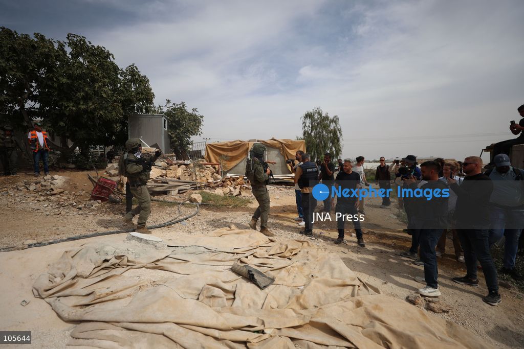 UMM AL-KHAIR, WEST BANK, PALESTINE, OCTOBER 14, 2026: Israeli forces demolish a Palestinian home and confiscate a portable toilet in Umm al-Khair, in Masafer Yatta, south of Hebron, in the occupied West Bank. The demolished dwelling housed a family of seven, according to Palestinian news agency WAFA. Photo by Mosab Shawer / JNA Press. (Photo by Mosab shawer/JNA Press via Nexpher Images)