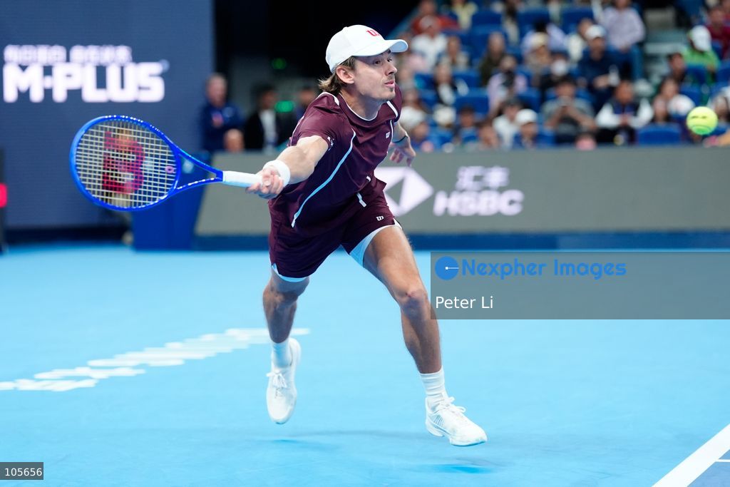Alex De Minaur of Australia in action against Novak Djokovic of Serbia during their Men's Singles final match on day seven of China Open at the National Tennis Center on October 6, 2026 in Beijing, China. (Photo by Peter Li/Nexpher Images)