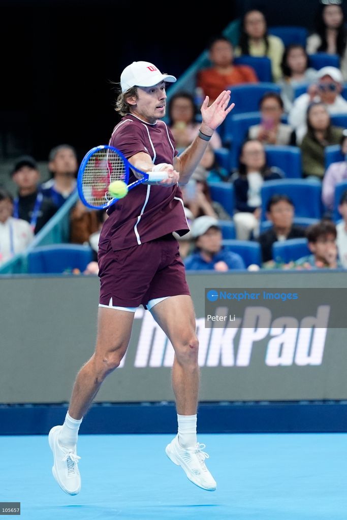 Alex De Minaur of Australia in action against Novak Djokovic of Serbia during their Men's Singles final match on day seven of China Open at the National Tennis Center on October 6, 2026 in Beijing, China. (Photo by Peter Li/Nexpher Images)