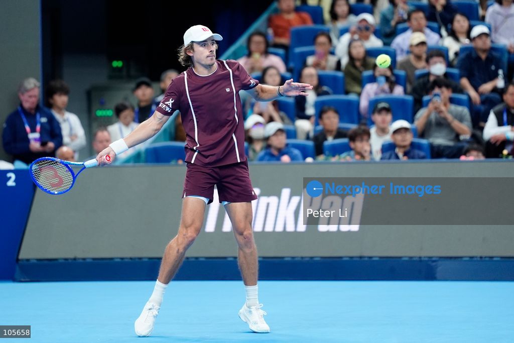 Alex De Minaur of Australia in action against Novak Djokovic of Serbia during their Men's Singles final match on day seven of China Open at the National Tennis Center on October 6, 2026 in Beijing, China. (Photo by Peter Li/Nexpher Images)
