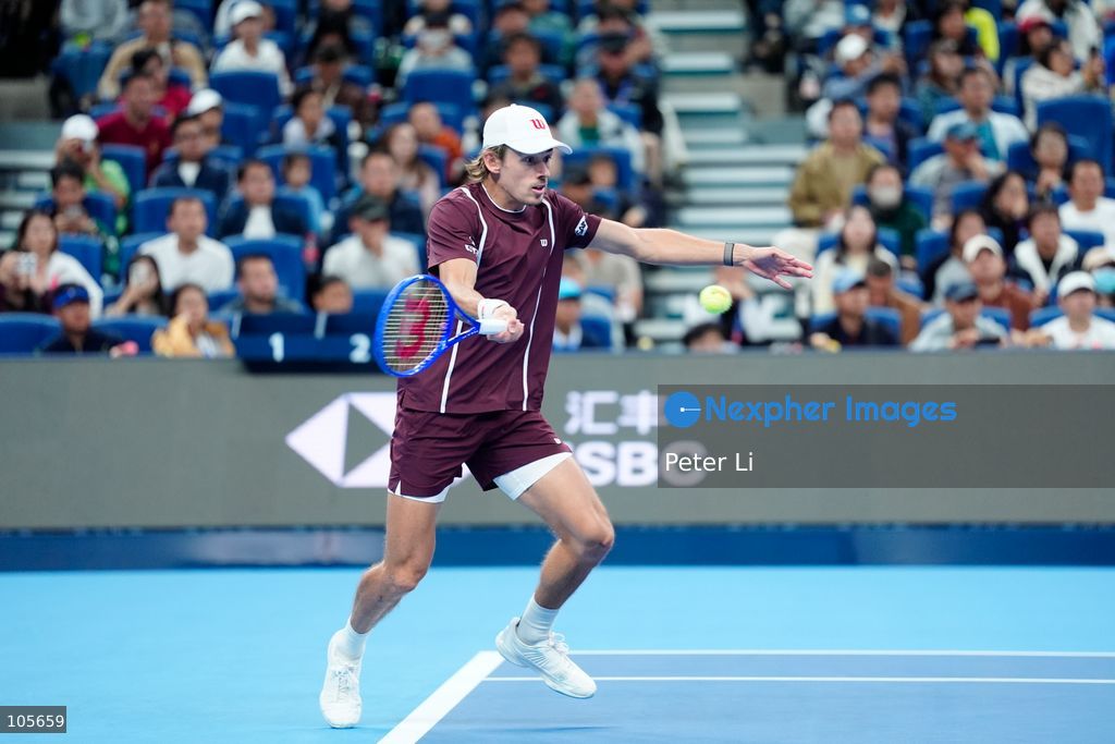 Alex De Minaur of Australia in action against Novak Djokovic of Serbia during their Men's Singles final match on day seven of China Open at the National Tennis Center on October 6, 2026 in Beijing, China. (Photo by Peter Li/Nexpher Images)