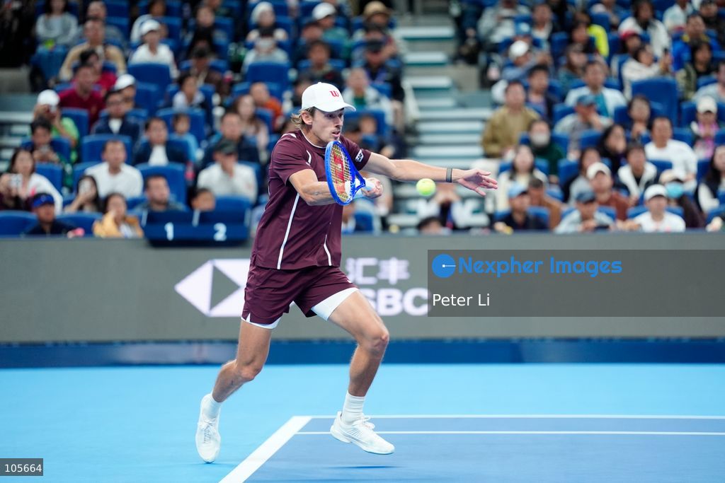 Alex De Minaur of Australia in action against Novak Djokovic of Serbia during their Men's Singles final match on day seven of China Open at the National Tennis Center on October 6, 2026 in Beijing, China. (Photo by Peter Li/Nexpher Images)