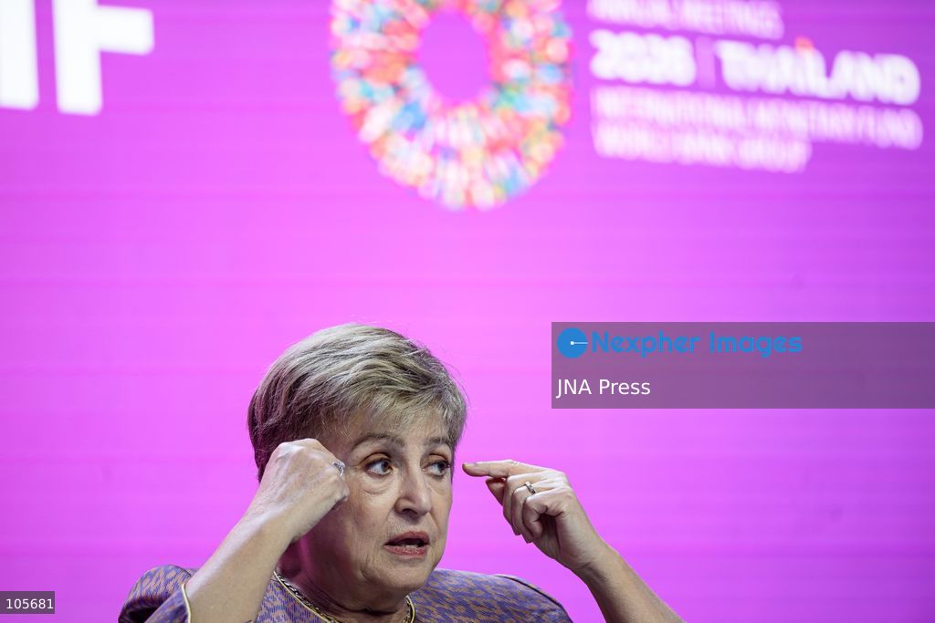 TOP PICS - BANGKOK, THAILAND - OCTOBER 14, 2026:International Monetary Fund (IMF) Managing Director Kristalina Georgieva speaks in “Bangkok Blueprint for Fraud-Resilient Financial Services” during the 2026 Annual Meetings of the IMF and the World Bank Group in Bangkok. The session focuses on the launch of the Bangkok Blueprint, a framework for tackling cyber-enabled fraud through a whole-of-ecosystem approach. Photo by Watsawat Koktabtim / JNA Press. (Photo by Watsawat "James" Koktabtim/JNA Press via Nexpher Images)