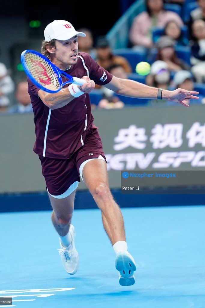Alex De Minaur of Australia in action against Novak Djokovic of Serbia during their Men's Singles final match on day seven of China Open at the National Tennis Center on October 6, 2026 in Beijing, China. (Photo by Peter Li/Nexpher Images)