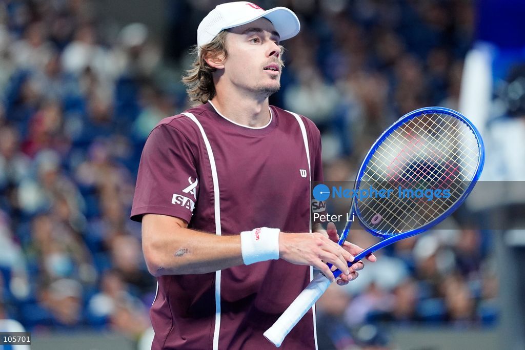 Alex De Minaur of Australia in action against Novak Djokovic of Serbia during their Men's Singles final match on day seven of China Open at the National Tennis Center on October 6, 2026 in Beijing, China. (Photo by Peter Li/Nexpher Images)