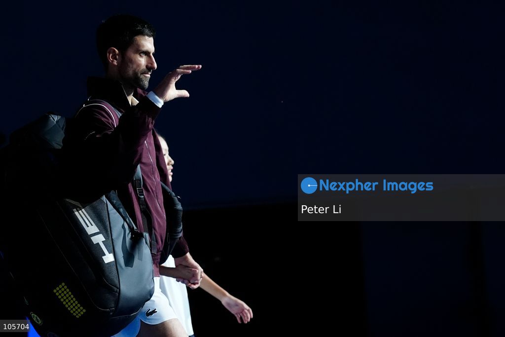 Novak Djokovic of Serbia in action against Alex De Minaur of Australia during their Men's Singles final match on day seven of China Open at the National Tennis Center on October 6, 2026 in Beijing, China. (Photo by Peter Li/Nexpher Images)