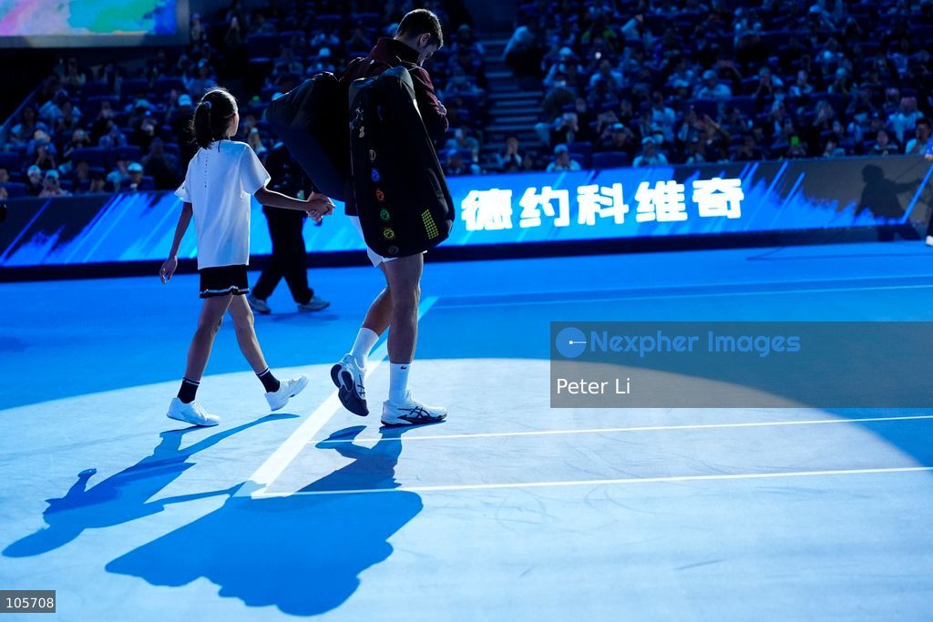 Novak Djokovic of Serbia in action against Alex De Minaur of Australia during their Men's Singles final match on day seven of China Open at the National Tennis Center on October 6, 2026 in Beijing, China. (Photo by Peter Li/Nexpher Images)