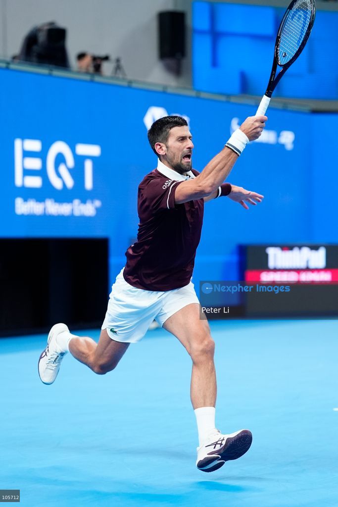 Novak Djokovic of Serbia in action against Alex De Minaur of Australia during their Men's Singles final match on day seven of China Open at the National Tennis Center on October 6, 2026 in Beijing, China. (Photo by Peter Li/Nexpher Images)