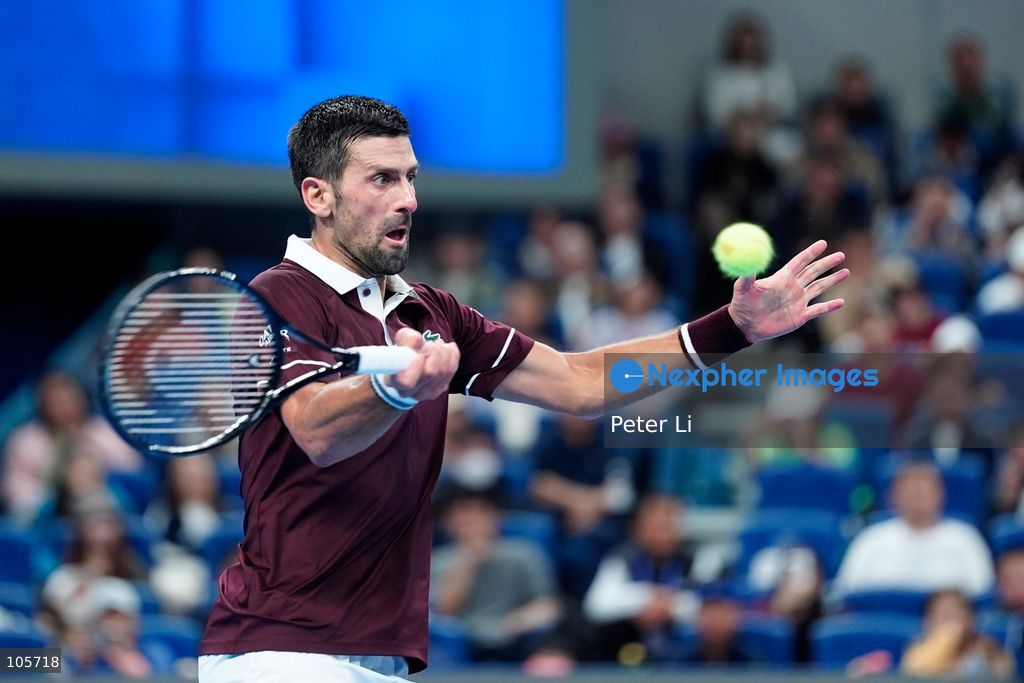 Novak Djokovic of Serbia in action against Alex De Minaur of Australia during their Men's Singles final match on day seven of China Open at the National Tennis Center on October 6, 2026 in Beijing, China. (Photo by Peter Li/Nexpher Images)