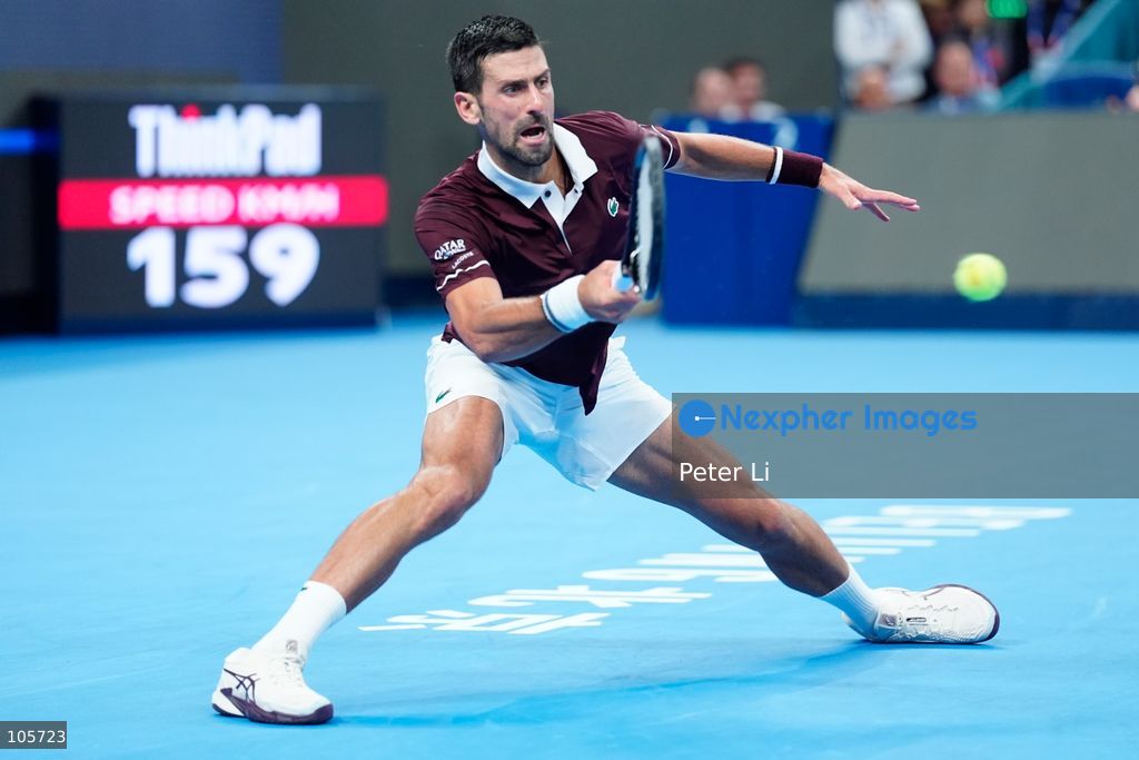 Novak Djokovic of Serbia in action against Alex De Minaur of Australia during their Men's Singles final match on day seven of China Open at the National Tennis Center on October 6, 2026 in Beijing, China. (Photo by Peter Li/Nexpher Images)