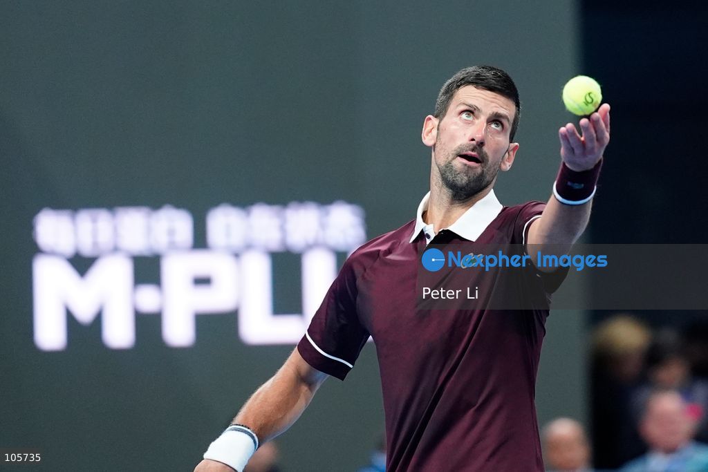Novak Djokovic of Serbia in action against Alex De Minaur of Australia during their Men's Singles final match on day seven of China Open at the National Tennis Center on October 6, 2026 in Beijing, China. (Photo by Peter Li/Nexpher Images)