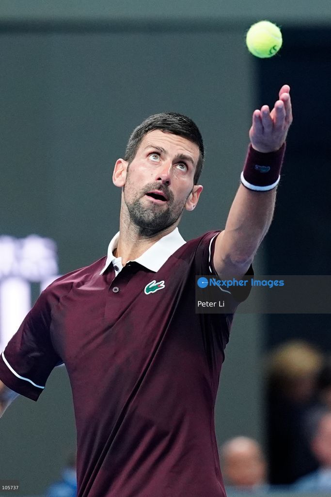 Novak Djokovic of Serbia in action against Alex De Minaur of Australia during their Men's Singles final match on day seven of China Open at the National Tennis Center on October 6, 2026 in Beijing, China. (Photo by Peter Li/Nexpher Images)
