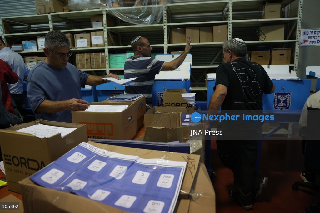 SHOHAM, ISRAEL, OCTOBER 14, 2026: Preparations for Israel’s upcoming parliamentary elections at the Central Elections Committee’s logistics centre in Shoham. Workers organise and pack voting materials and polling station equipment during a media tour of the facility. Photo by Saeed qaq / JNA PREES (Photo by Saeed Qaq/JNA Press via Nexpher Images)