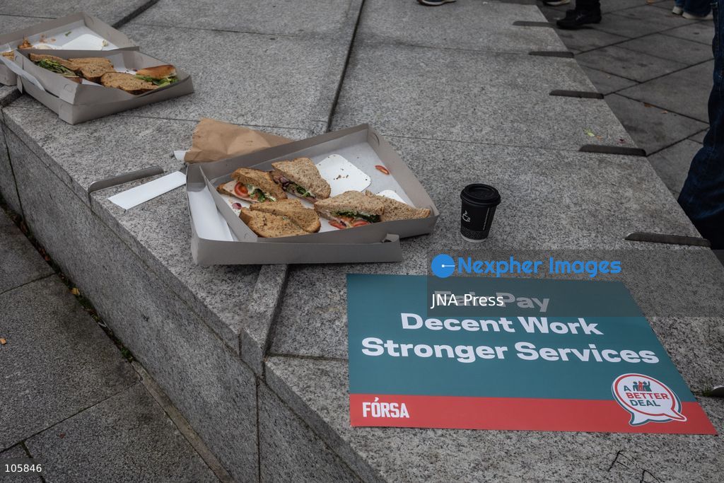 DUBLIN, IRELAND, OCTOBER 14, 2026: Public sector workers take part in a nationwide 24-hour strike in Dublin amid a dispute over negotiations for a new public sector pay agreement. The action involves teachers, healthcare workers and civil servants, disrupting schools and public services while essential emergency care remains available. Photo by Nadia Caimi / JNA Press. (Photo by Nadia Caimi/JNA Press via Nexpher Images)