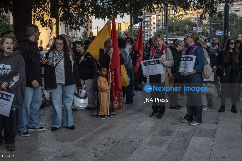 MILAN, ITALY, OCTOBER 13, 2026: Demonstrators gather in Milan to protest against the high cost of living in the city. Participants call attention to the financial pressures facing residents. Photo by Nadia Caimi / JNA Press. (Photo by Nadia Caimi/JNA Press via Nexpher Images)