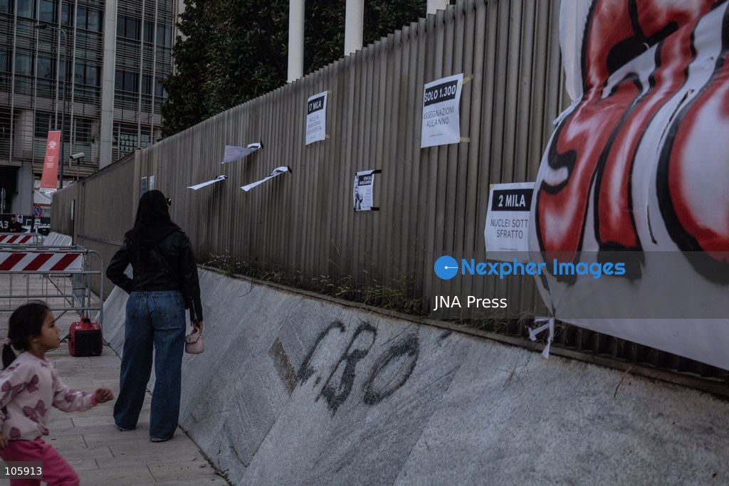 MILAN, ITALY, OCTOBER 13, 2026: Demonstrators gather in Milan to protest against the high cost of living in the city. Participants call attention to the financial pressures facing residents. Photo by Nadia Caimi / JNA Press. (Photo by Nadia Caimi/JNA Press via Nexpher Images)