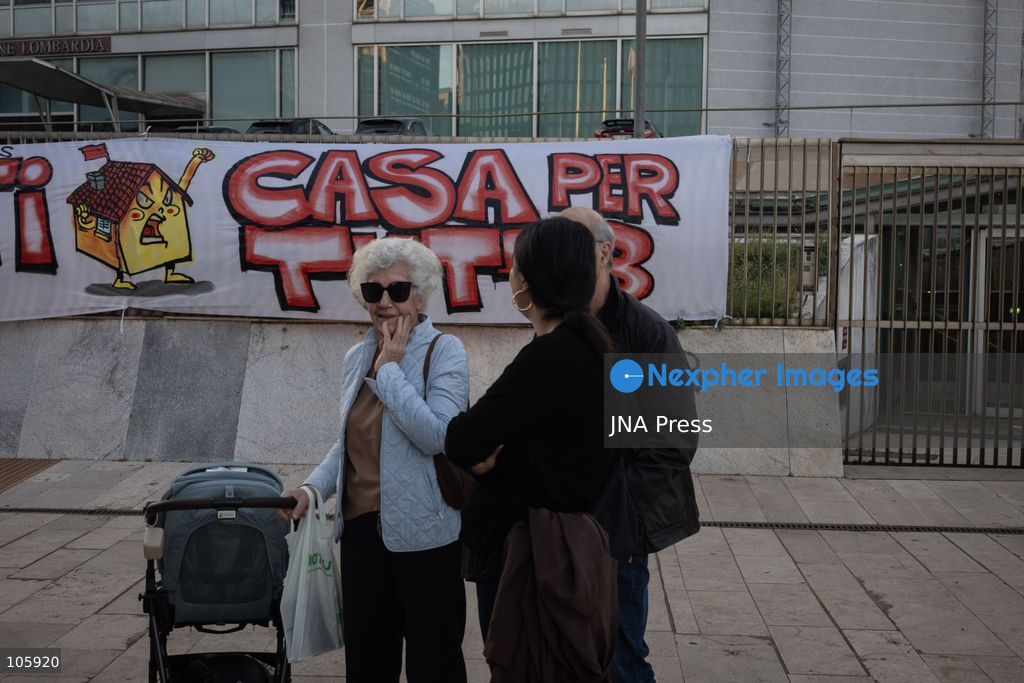MILAN, ITALY, OCTOBER 13, 2026: Demonstrators gather in Milan to protest against the high cost of living in the city. Participants call attention to the financial pressures facing residents. Photo by Nadia Caimi / JNA Press. (Photo by Nadia Caimi/JNA Press via Nexpher Images)