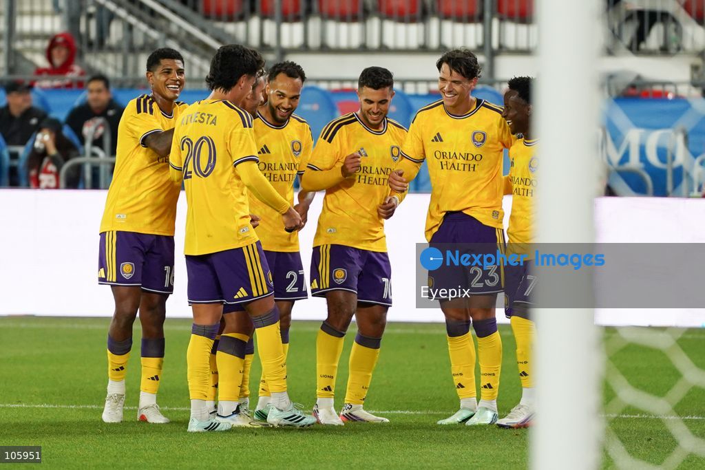 Martin Ojeda #10 of Orlando City SC is celebrating with his team after scoring a goal during the Major League Soccer Match between Toronto FC and Orlando City SC at BMO Field Stadium. on October 14, 2026 in Toronto, Canada. (Photo by Leonardo Ramirez/ Eyepix Group) (Photo by Leonardo Ramirez / Eyepix Group/Eyepix via Nexpher Images)