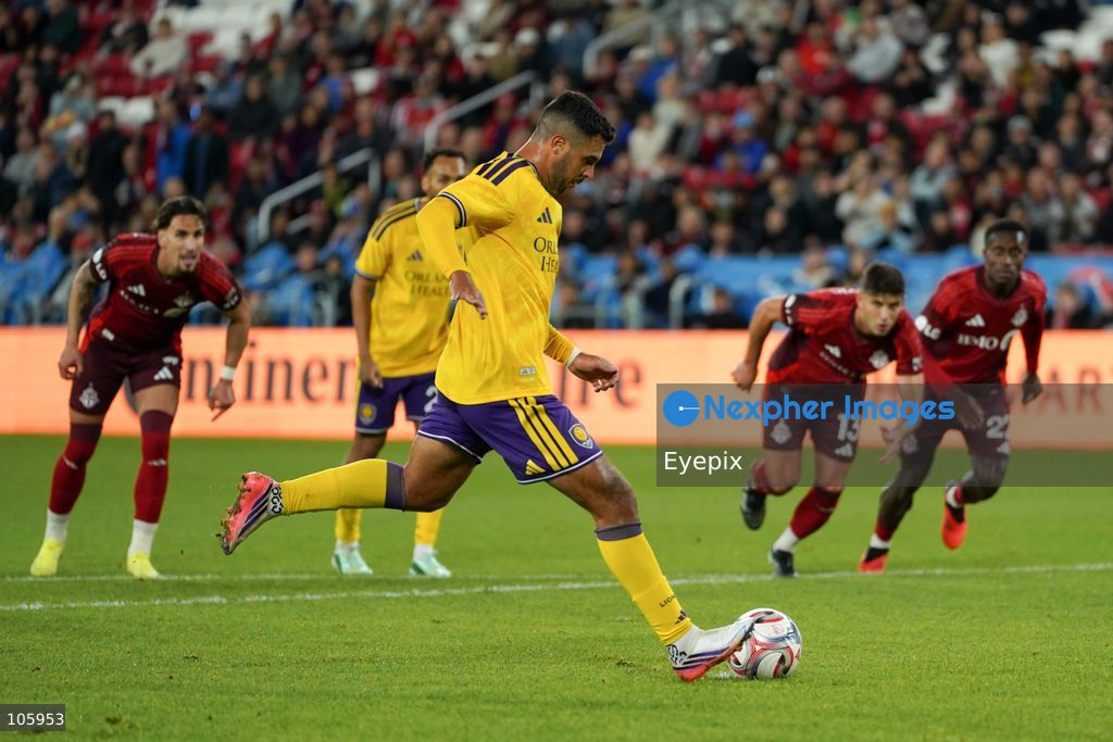 Martin Ojeda #10 of Orlando City SC shoot a penalty to score a goal during the Major League Soccer Match between Toronto FC and Orlando City SC at BMO Field Stadium. on October 14, 2026 in Toronto, Canada. (Photo by Leonardo Ramirez/ Eyepix Group) (Photo by Leonardo Ramirez / Eyepix Group/Eyepix via Nexpher Images)